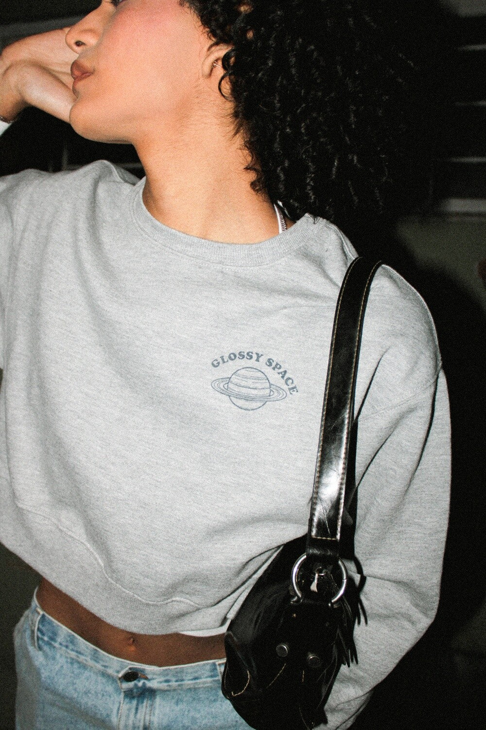 Melange Cropped Sweatshirt