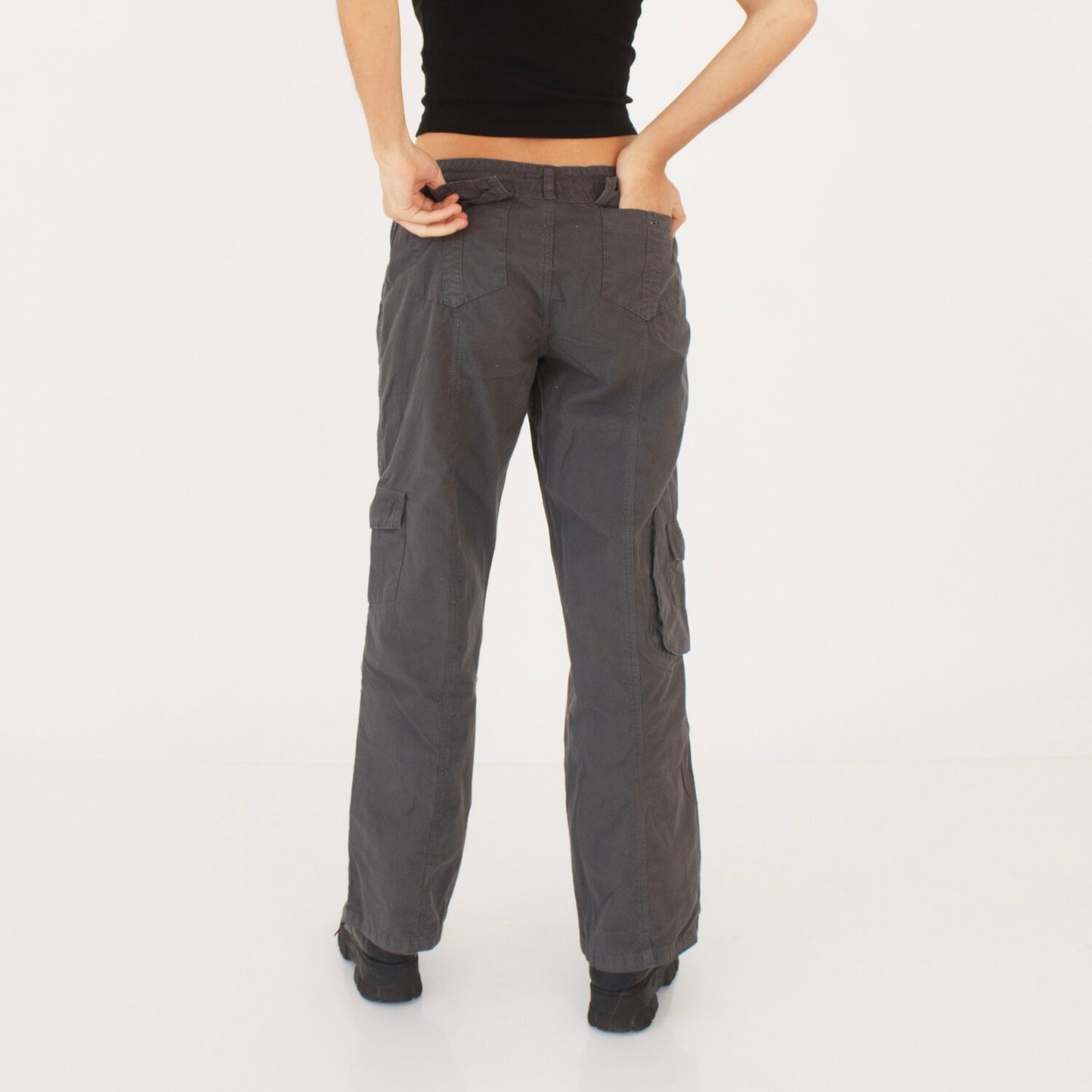 Charcoal Cargo Low Rise Pants