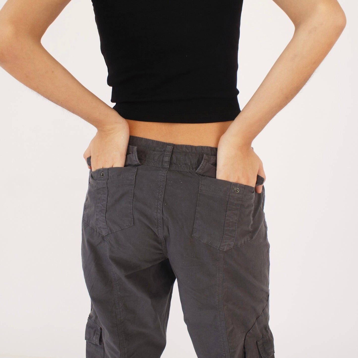 Charcoal Cargo Low Rise Pants