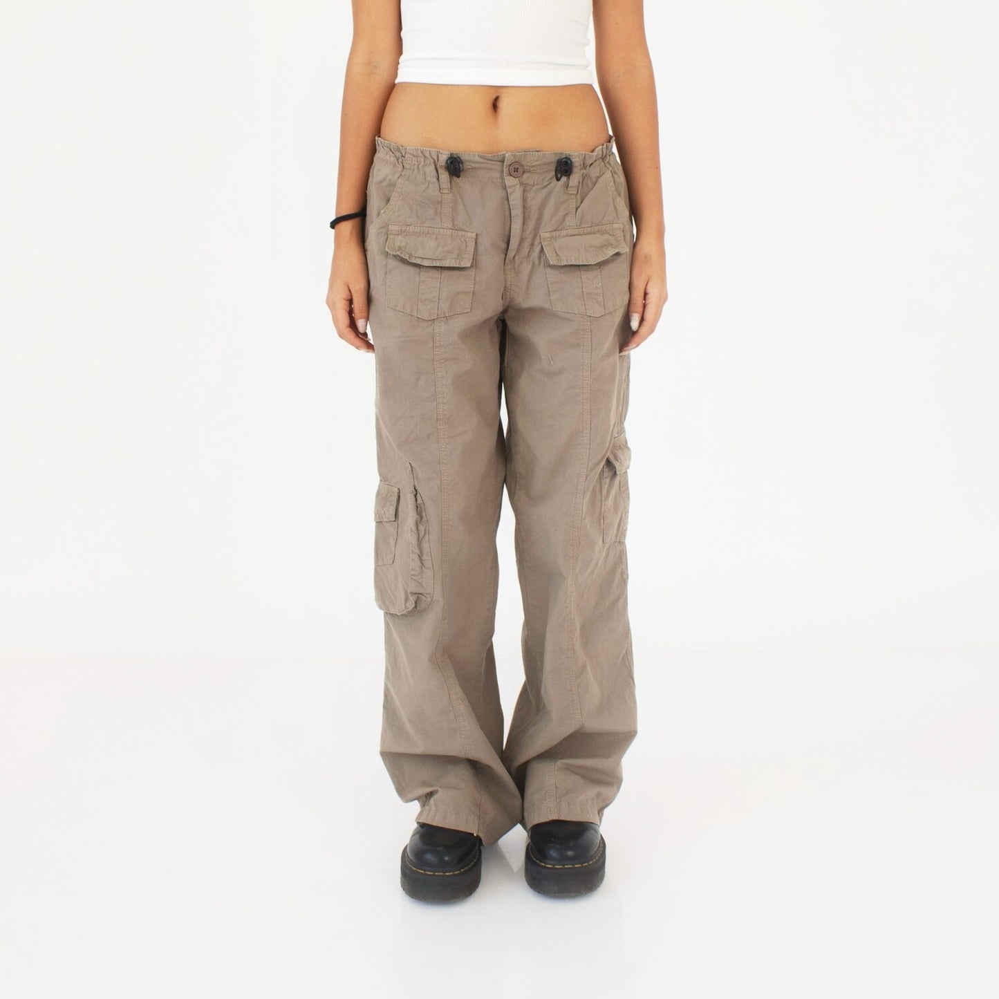 Charcoal Cargo Low Rise Pants