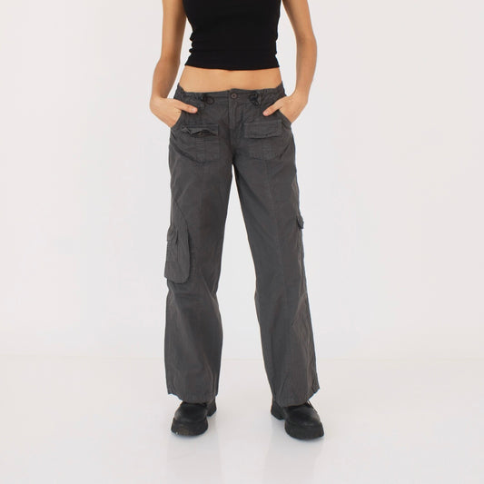 Charcoal Cargo Low Rise Pants