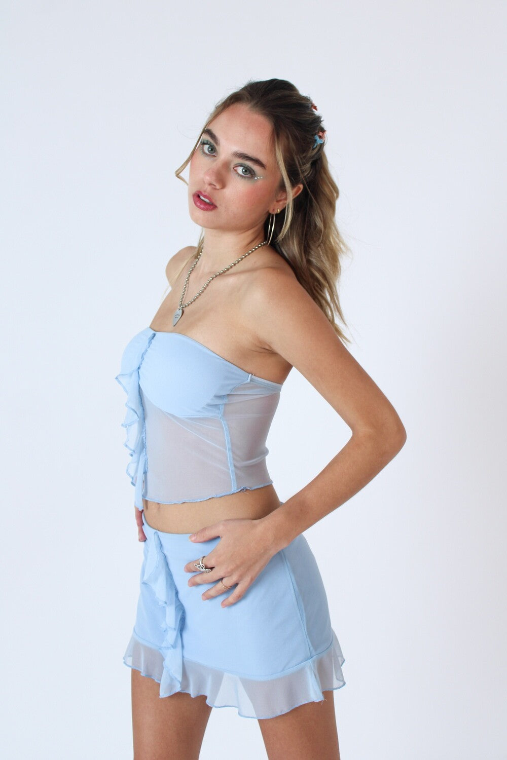 Scarlett Ruffle Mesh Tube Top