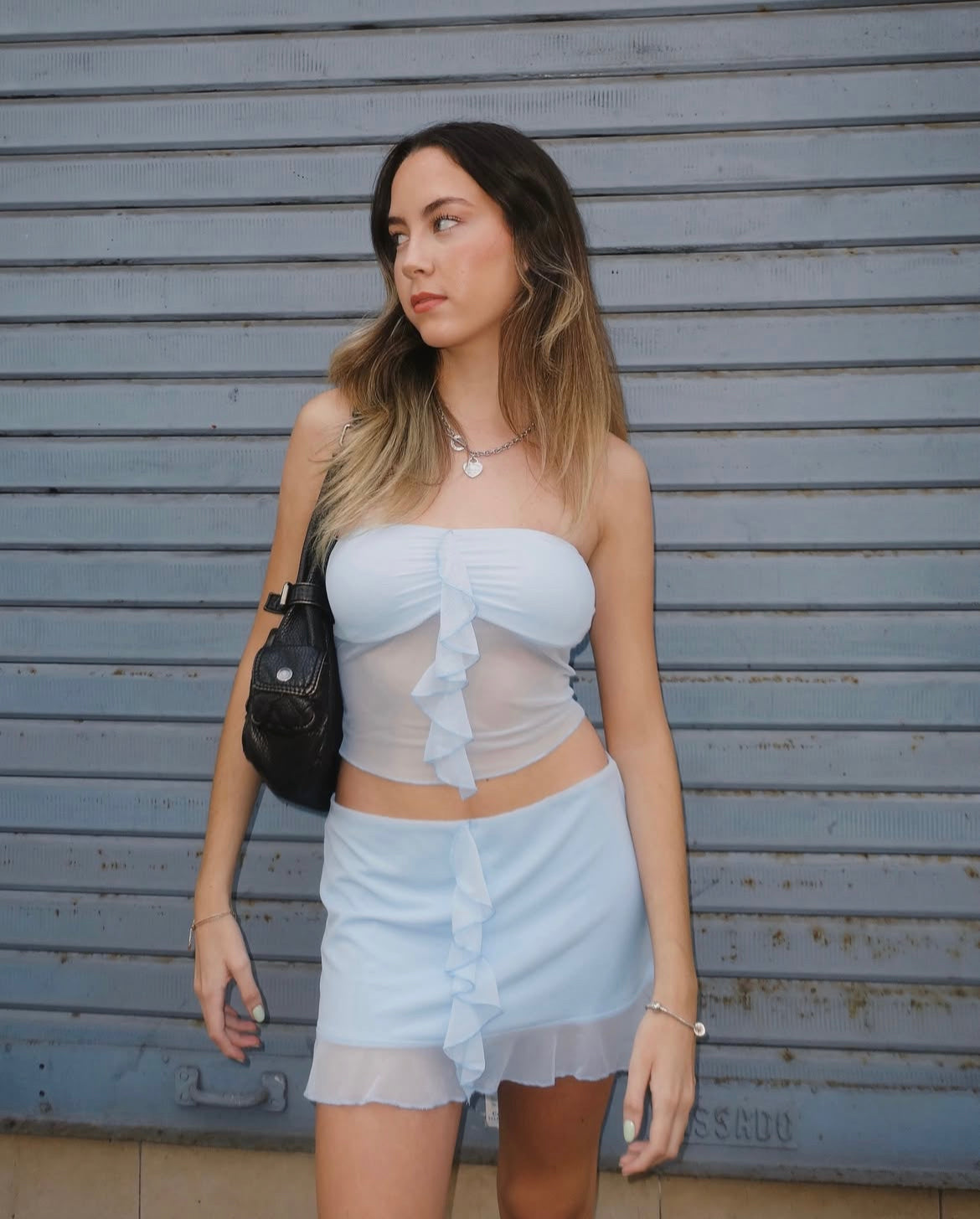 Scarlett Ruffle Mesh Tube Top